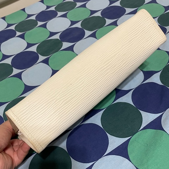 Mario Valentino White Textured Clutch with Gold Accents - Picture 6 of 15